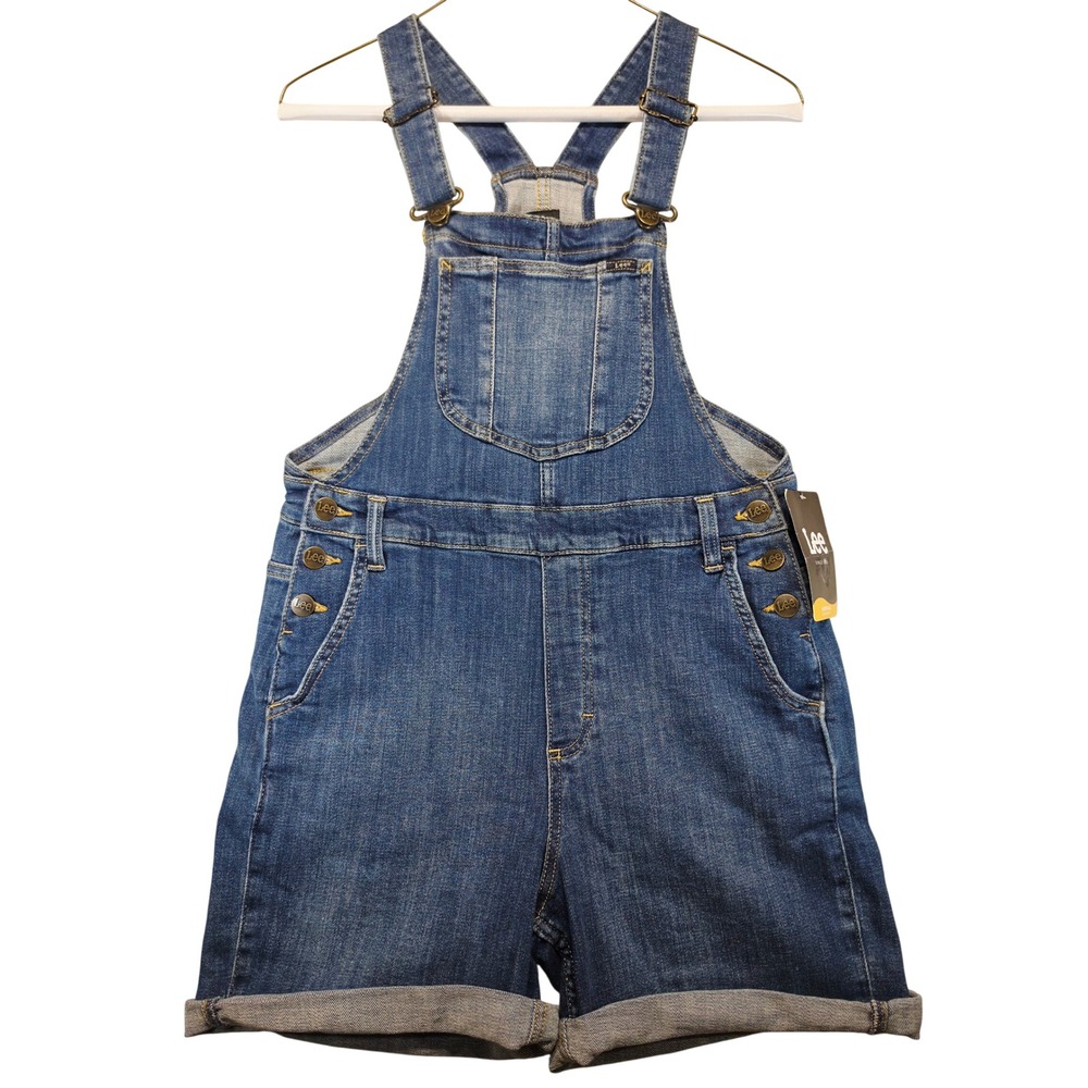 Lee Women Relaxed Fit Denim Shortalls Open Seas Blue Overalls Size S NWT